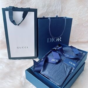 Dior Navy Blue Luxury Set packaging only & Gucci gift bag